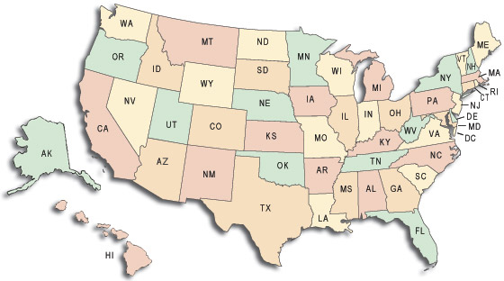 Map of public assistance network in the United States